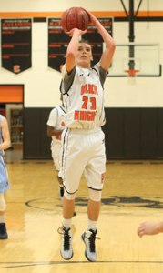 Mica Girstantas shoots a midrange jumper against Millbrook in the Sweet 16. 
